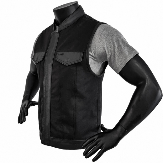Ultraleichte Biker Weste mit Kevlar und edlen Lederapplikationen. Die High-Tech Kutte für Anspruchsvolle
